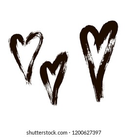 Vector hand painted signs of heart. Ink and brush.