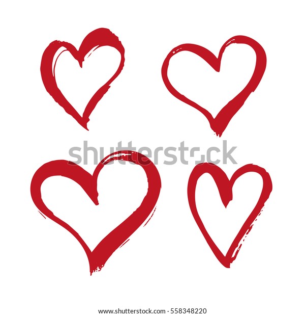 Vector Hand Painted Signs Heart Ink: เวกเตอร์สต็อก (ปลอดค่าลิขสิทธิ์ ...