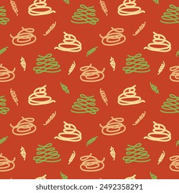 Vector pintado a mano de moda cocina italiana tradicional ilustración de pizza. Lindo plano simple dibujado a mano sin patrón de fondo de Fondo de pantalla de papel de embalaje diseño