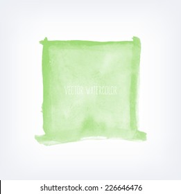 Vector hand painted watercolor green square background