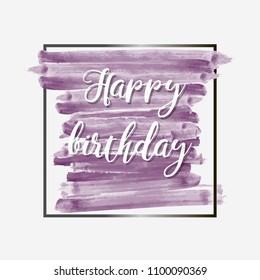 Vector hand painted watercolor greeting card - Happy birthday