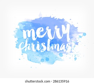 Vector hand painted watercolor greeting card - Merry Christmas