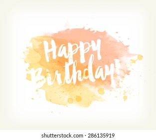 Vector hand painted watercolor greeting card - Happy birthday