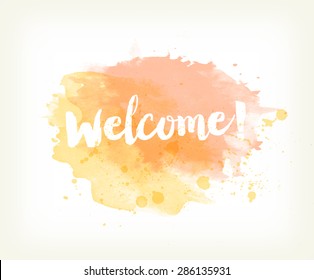 Vector hand painted watercolor greeting card - Welcome