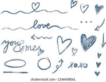 Vector hand painted watercolor ink pencil set of illustrations of ink stains, boarders, hearts, arrows, paint drops and sketches. Ideal for collage, print, graphic design, scrap booking and other.