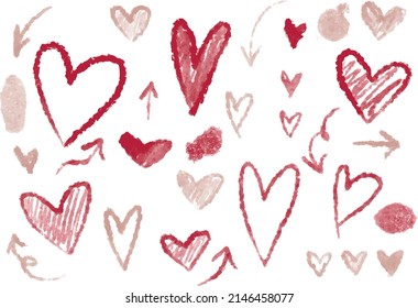Vector hand painted watercolor ink pencil set of illustrations of ink stains, boarders, hearts, arrows, paint drops and sketches. Ideal for collage, print, graphic design, scrap booking and other.