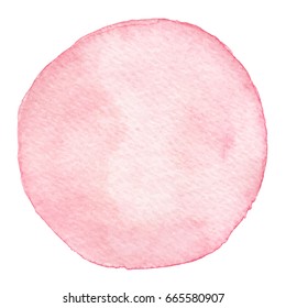 Vector hand painted watercolor pink round texture isolated on the white background. For your design.