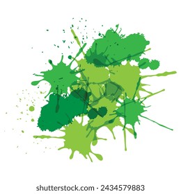 Vector pintado a mano textura de acuarela de colores verdes y amarillos brillantes aislados en el fondo blanco.