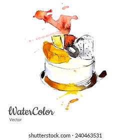 Vector hand painting abstract watercolor dessert illustration. Eps10
