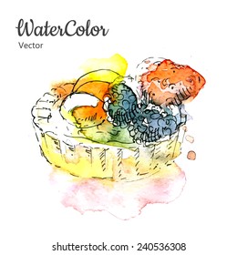 Vector hand painting abstract watercolor dessert illustration. Eps10