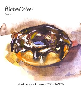 Vector hand painting abstract watercolor dessert illustration. Eps10