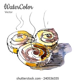 Vector hand painting abstract watercolor dessert illustration. Eps10