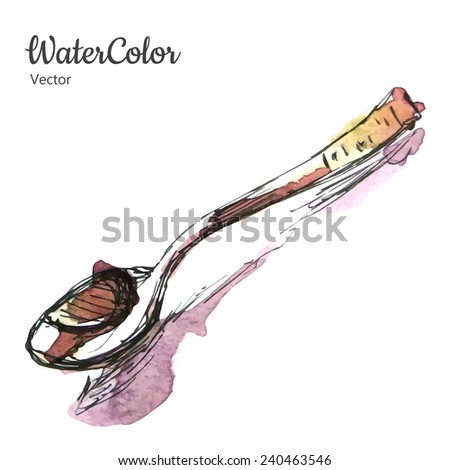 Vector hand painting abstract watercolor spoon illustration. Eps10