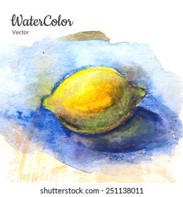 Vector hand painting ala prima abstract watercolor lemon illustration. Eps10