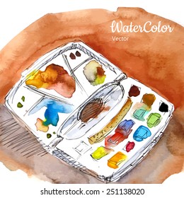 Vector hand painting ala prima abstract watercolor palette illustration. Eps10