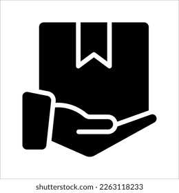 Vector hand and parcel icon. Home delivery, receive parcel concept. vector illustration on white background