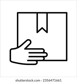 Vector hand and parcel icon. Home delivery, receive parcel concept. Premium quality graphic design. vector illustration on white background