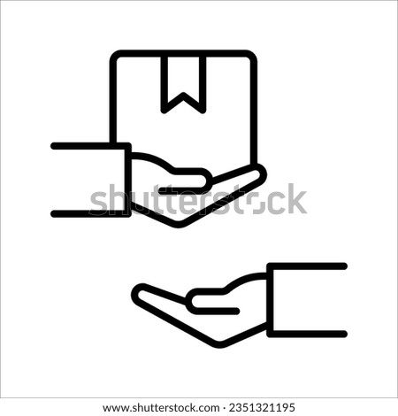 Vector hand and parcel icon. Home delivery, receive parcel concept. Premium quality graphic design. vector illustration on white background