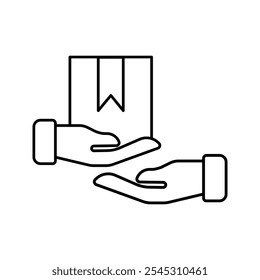 Vector hand and parcel icon.on white background