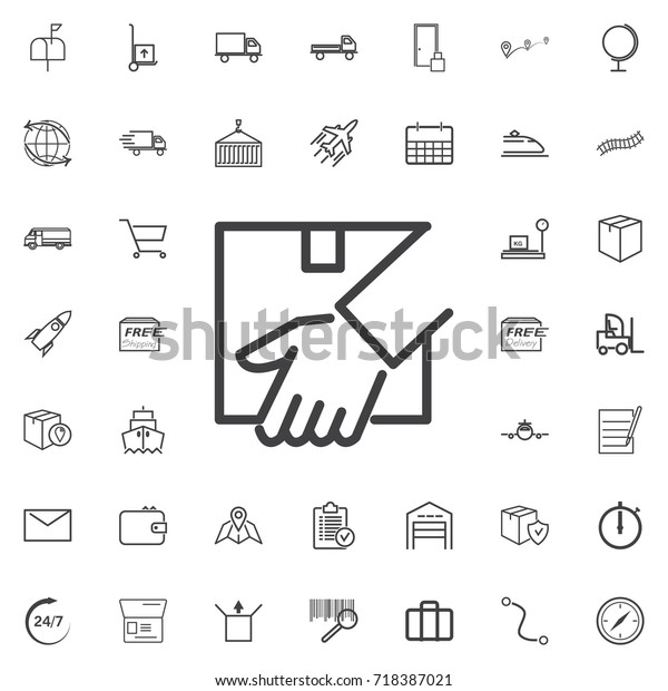 Vector\
hand and parcel line icon logistics transportation parcel shipping\
delivery icons set Flat isolated on the white background. Vector\
illustration.Trendy style for graphic design\
logo