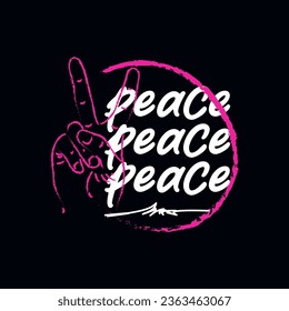 Vector hand peace design simple vintage t shirt