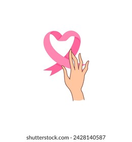 vector hand with pink ribbon pink