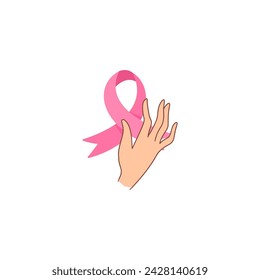 vector hand with pink ribbon pink