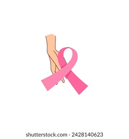 vector hand with pink ribbon pink
