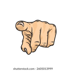 vector hand with a pose pointing forward