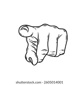 vector hand with a pose pointing forward