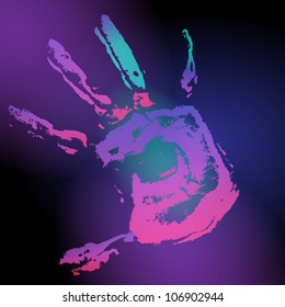 vector hand print on black background