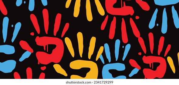 vector hand print pattern background design 