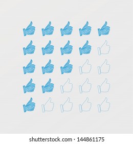 Vector hand rating - five stars, hands. Element for your presentation or website. Fresh colors. Creative style and modern design. Editable, sizable friendly.