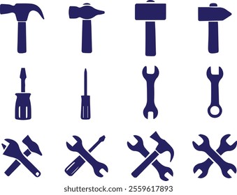 vector hand repair tools, spare parts tools drawing design	