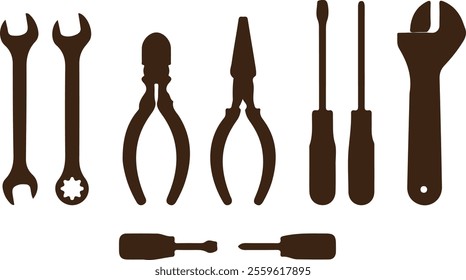 vector hand repair tools, spare parts tools drawing design	