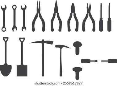 vector hand repair tools, spare parts tools drawing design	