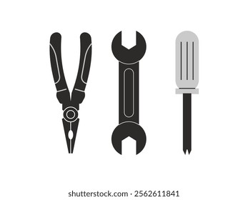 Vector Hand Repair Tools, Spare Parts Tools Drawing Design. Vector Hand Repair Tools and Spare Parts - Professional Drawing Design for Repair, Maintenance, and Engineering Graphics
