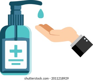 Vector del concepto de sanitizer manual. Con Color De Fondo Blanco.