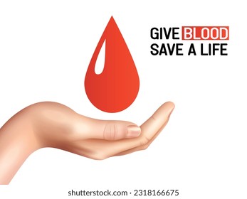 Vector Hand salva sangre, da sangre salva la vida, la ilustración del día mundial de donante de sangre