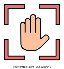 Vector Hand Scan Filled Outline Icon Design
