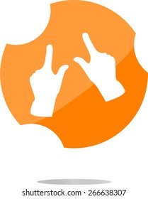 vector hand set icon, web button isolated on white
