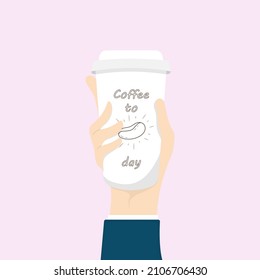 Vector hand shape design, Human hand holding coffee takeaway cup, Start up coffee to day.