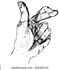 Vector hand shoving crossed fingers hand sign