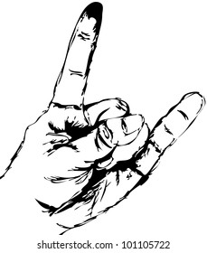 Vector hand shoving heavy metal/rock and roll/devil horns hand sign