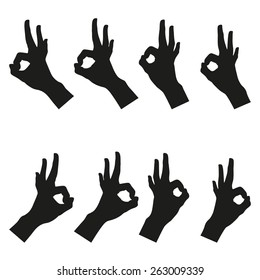 vector hand silhouette okay sign symbol icon collection
