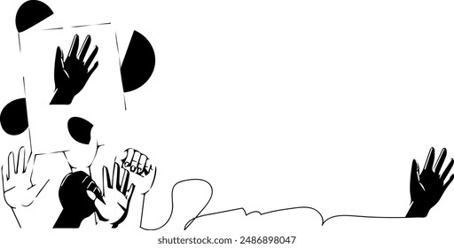 vector hand silhouette sketch line art