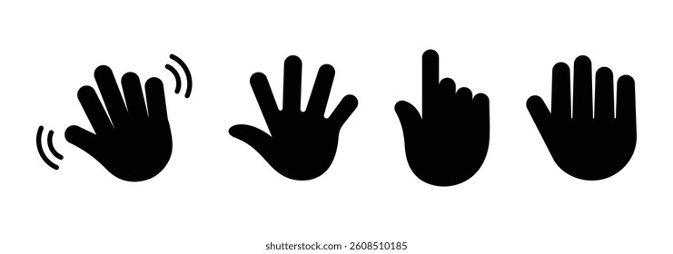 Vector hand silhouettes featuring expressive gestures and positions for illustrations, icons, and logo designs. EPS 10 file