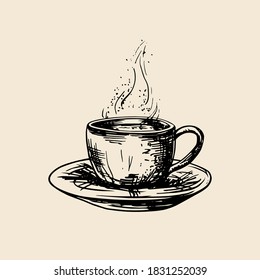 Vektorkaffee mit Skizze. Retro-Illustration.