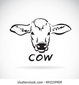 Vector of hand sketch a cow head on a white background. Animal design