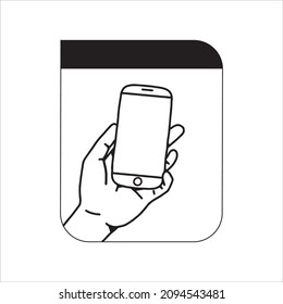 vector hand sketch design carrying smartphone